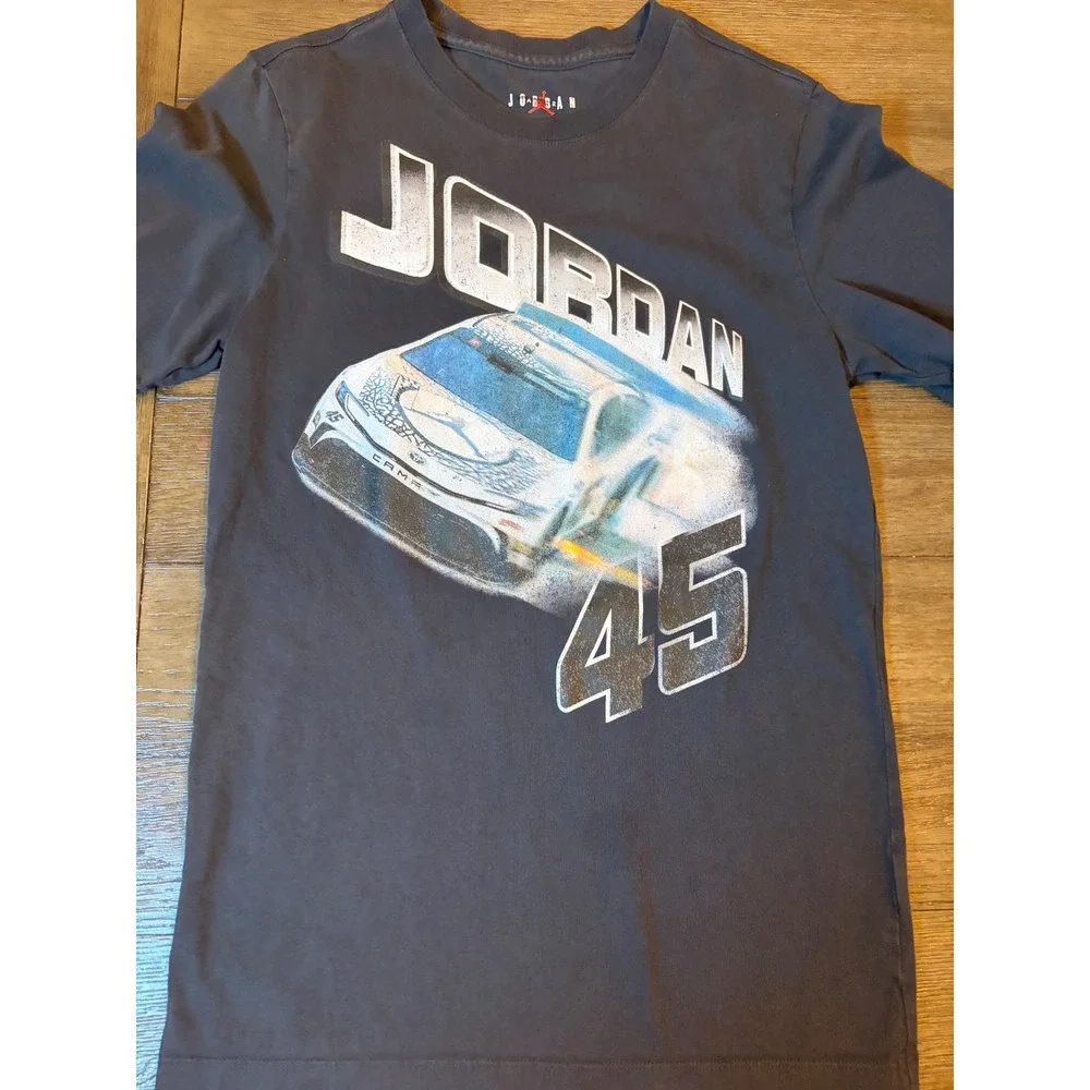 Jordan T-Shirt Mens Small NASCAR Racing 45 Jumpman Graphic Charcoal Black